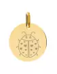 Médaille Ronde en Or Gravée Coccinelle Cœurs Personnalisable