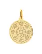 Médaille Ronde en Or Gravée Fleur Cercles et Abeilles Personnalisable