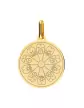 Médaille Ronde en Or Gravée Cercle Fleur Abeilles et Coccinelles Personnalisable