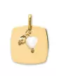 Médaille Carrée Or Jaune 18K et Pampilles
