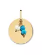 Médaille Ronde Or 18k Pampilles Turquoise et Pierre de Lune