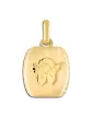 Médaille Tonneau Étoilée Contour Diamanté et Ange Relief en Or Personnalisable