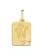 Médaille Rectangle Étoilée et Ange en Relief en Or Personnalisable