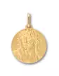 Médaille Ronde Christ Couronne d'Épines en Or Personnalisable - Grand Modèle