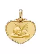 Médaille Cœur Ange qui Dort Bordure en Relief en Or Personnalisable