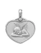 Médaille Cœur Ange qui Dort Bordure en Relief en Or Personnalisable