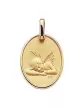 Médaille Ovale Ange qui Dort et Bordure en Relief en Or Personnalisable