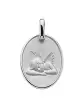 Médaille Ovale Ange qui Dort et Bordure en Relief en Or Personnalisable