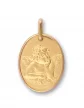 Médaille de Baptême Ovale Bordure et Ange Penseur en Relief en Or Personnalisable