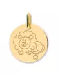 Médaille Ronde en Or Enfant Zodiaque Lion Personnalisable