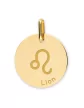 Médaille Ronde en Or Zodiaque Symbole du Lion Personnalisable