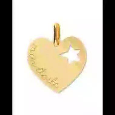 Médaille Cœur Gravée Mon Étoile en Or Personnalisable image cachée