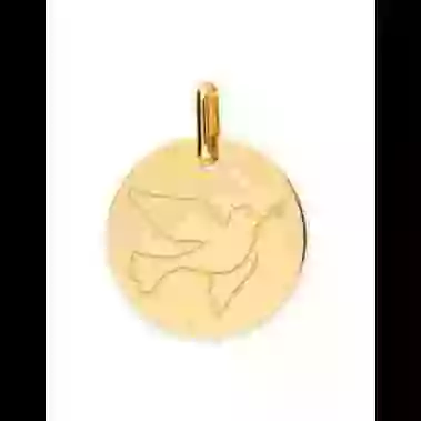 Médaille Colombe Gravée en Or Personnalisable image cachée