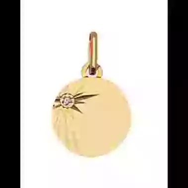 Médaille Ronde en Or Small Étoilée avec Diamant Personnalisable image cachée