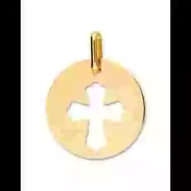 Médaille Ronde en Or Ajourée Croix Occitane Personnalisable image cachée