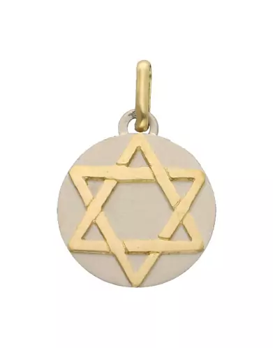 Médaille Ronde en Or Bicolore Étoile de David Personnalisable