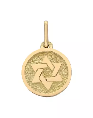 Médaille Ronde en Or Étoile de David Relief Personnalisable