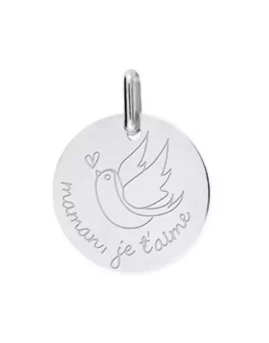 Médaille Hirondelle Maman je t’aime en Or Personnalisable