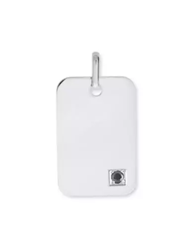 Médaille Rectangle Large en Or avec 1 Saphir Personnalisable