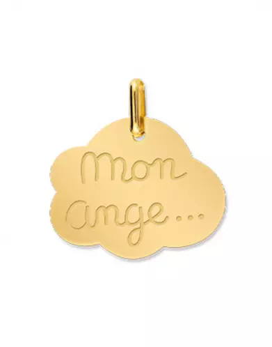 Médaille Nuage Gravée Mon Ange en Or Personnalisable