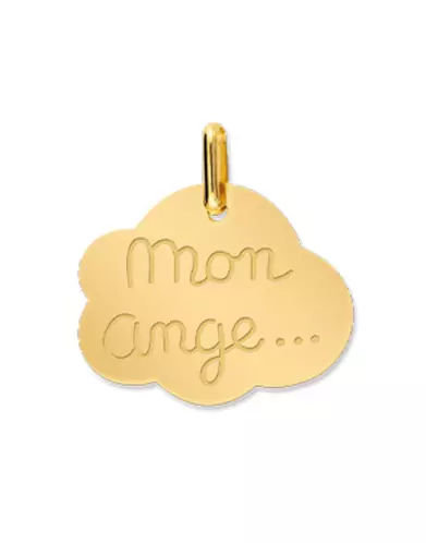 Médaille Nuage Gravée Mon Ange en Or Personnalisable