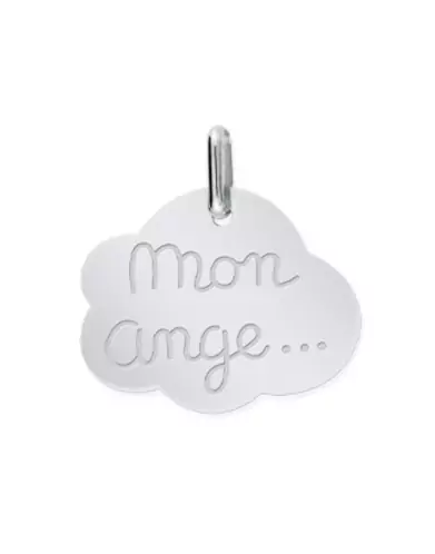 Médaille Nuage Gravée Mon Ange en Or Personnalisable