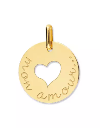 Médaille Mon Amour Cœur Ajouré en Or Personnalisable