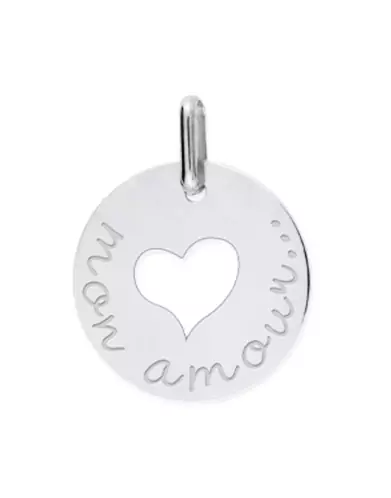 Médaille Mon Amour Cœur Ajouré en Or Personnalisable