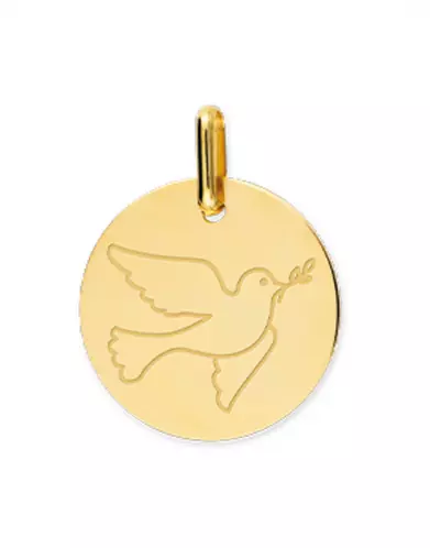 Médaille Colombe Gravée en Or Personnalisable