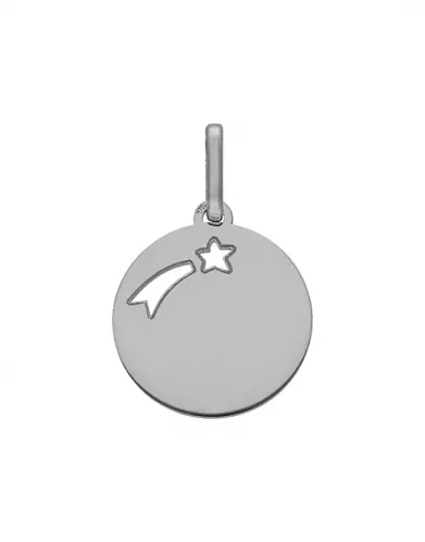 Médaille Ronde Étoile Filante Ajourée en Or Personnalisable