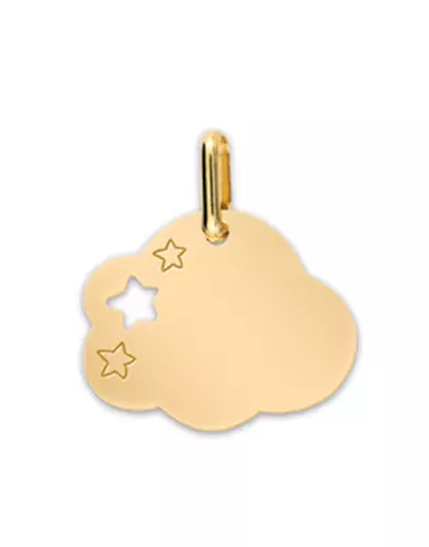 Médaille Nuage avec Étoiles Ajourées en Or personnalisable