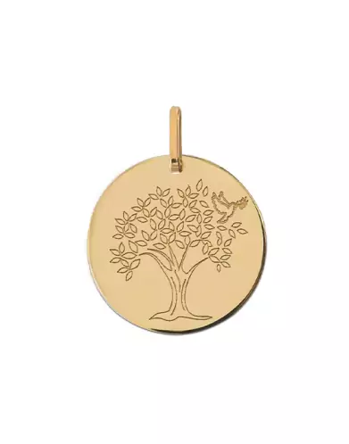Médaille Arbre de Vie à la Colombe Petit Modèle en Or personnalisable