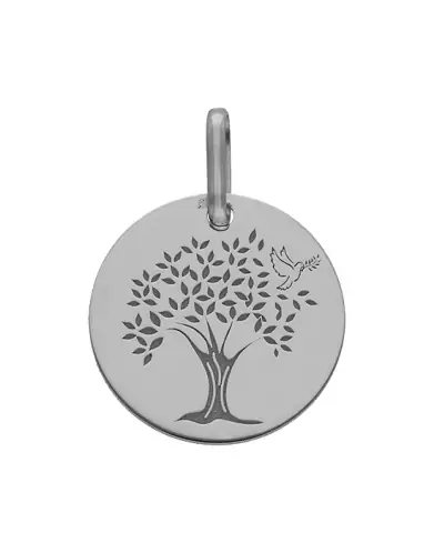 M&eacute;daille Arbre de Vie &agrave; la Colombe Grand Mod&egrave;le en Or personnalisable