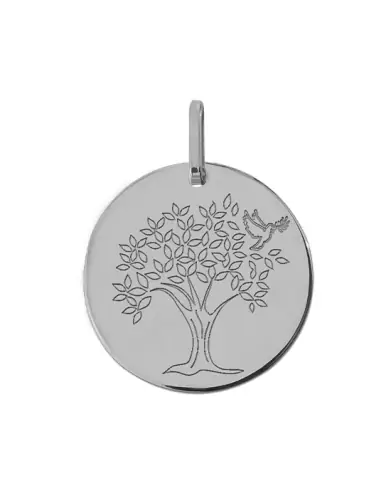 Médaille Arbre de Vie à la Colombe Grand Modèle en Or personnalisable