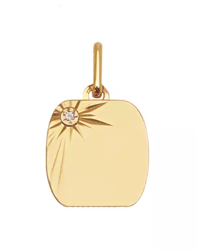 Médaille Tonneau en Or Small Étoilée avec Diamant Personnalisable