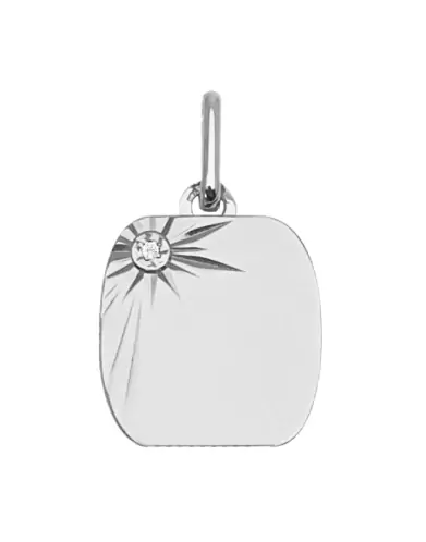 Médaille Tonneau en Or Small Étoilée avec Diamant Personnalisable
