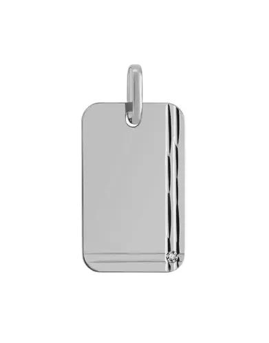 Médaille Rectangle Rainurée Diamant en Or Personnalisable