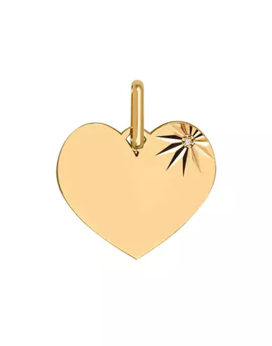 Médaille Coeur Soleillée en Or et Diamant Personnalisable