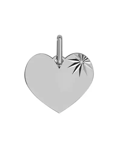 Médaille Coeur Soleillée en Or et Diamant Personnalisable