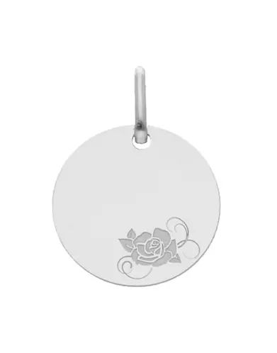 Médaille Ronde en Or Gravée Rose Personnalisable