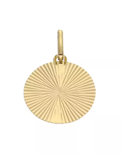 Médaille Ronde Lapidée Soleillée en Or personnalisable