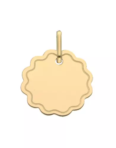 Médaille Fleur Contour Gravé en Or personnalisable