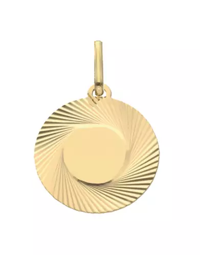 Médaille Ronde Lapidée Spirale en Or personnalisable