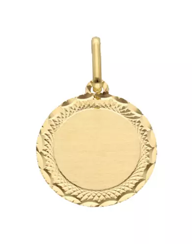 Médaille Ronde Brossée Contour Ciselé en Or personnalisable