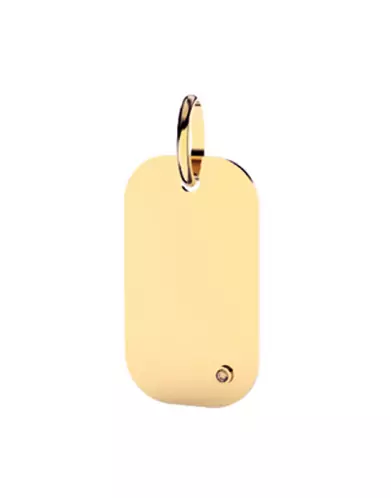 Médaille Rectangle Medium en Or avec 1 Diamant Personnalisable