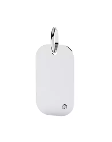 Médaille Rectangle Medium en Or avec 1 Diamant Personnalisable