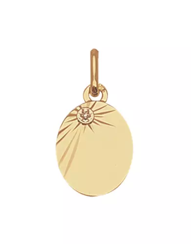 Médaille Ovale en Or Étoilée avec Diamant Small Personnalisable