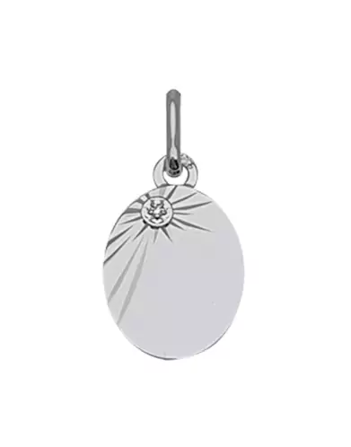 Médaille Ovale en Or Étoilée avec Diamant Small Personnalisable