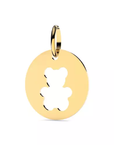 Médaille Ronde en Or Ajourée Ours