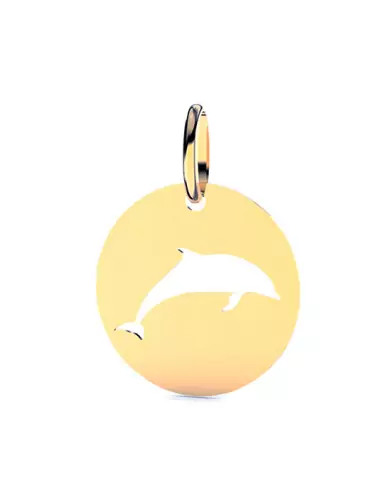 Médaille Ronde en Or Ajourée Dauphin Personnalisable